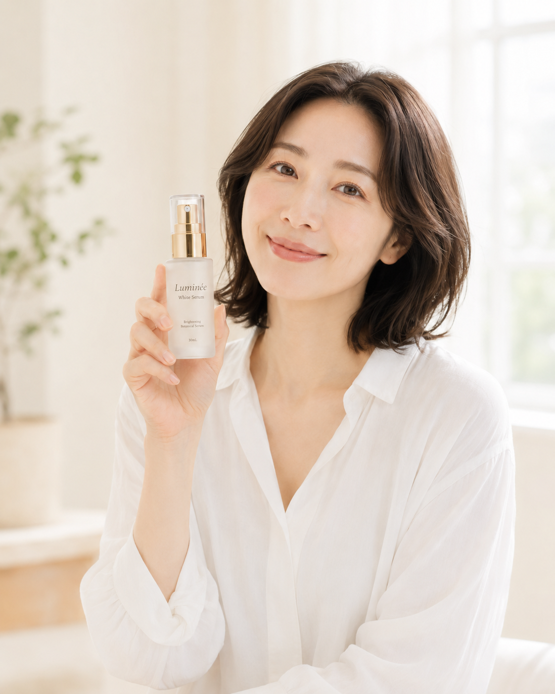 Luminée White Serumを持つ女性